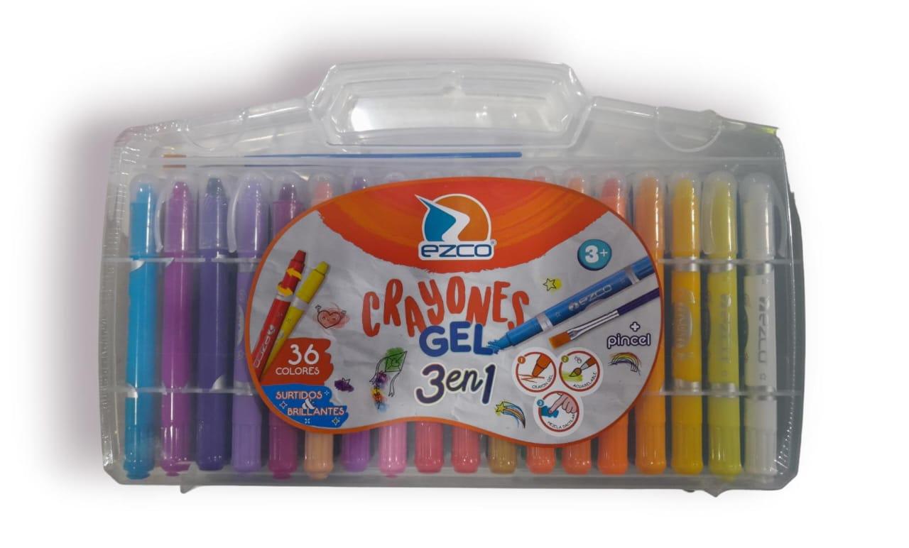 CRAYONES DE GEL ACUARELABLES X 36 UNIDADES EN VALIJA EZCO 