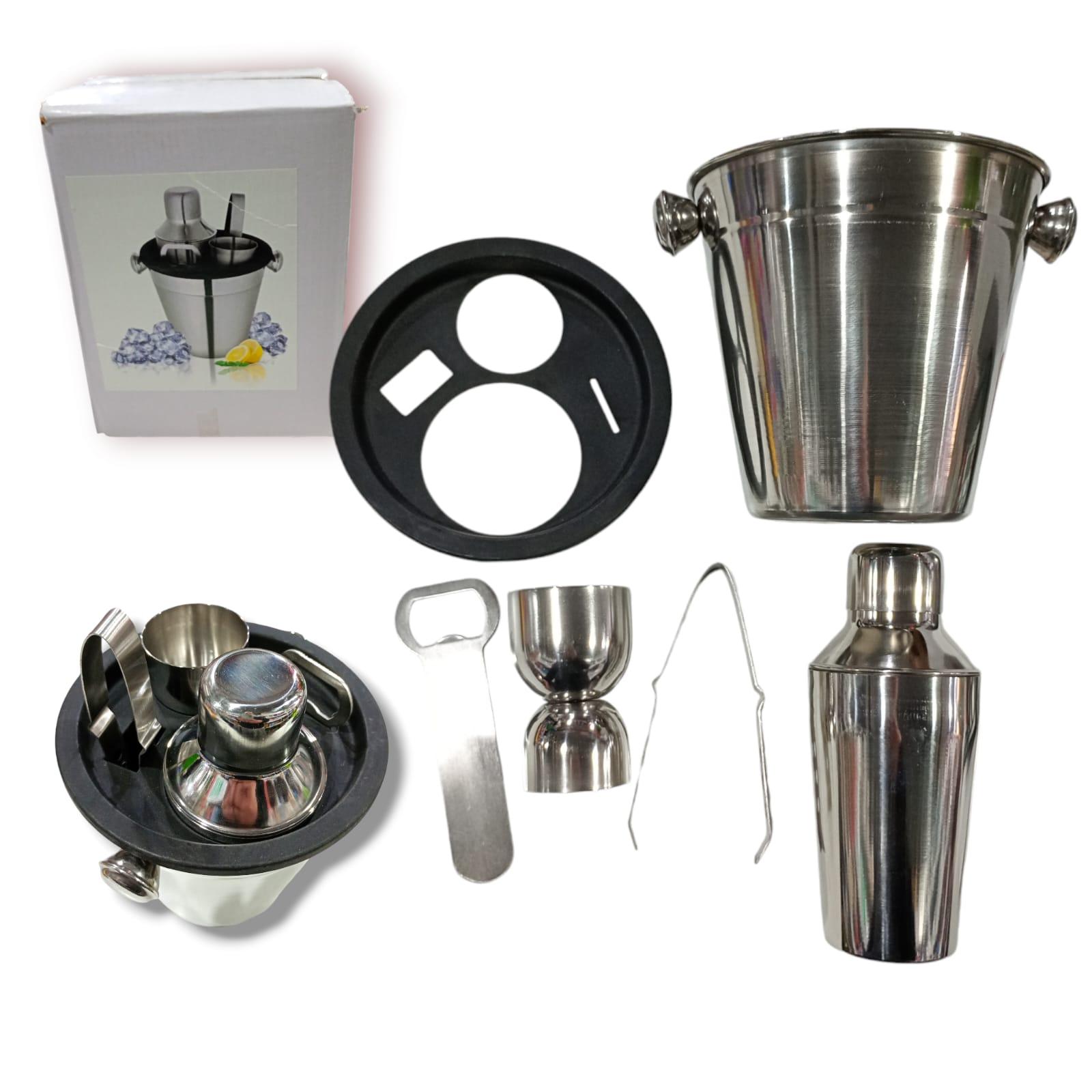 COCTELERA DE ACERO + ACCESORIOS X 6 PCS EN CAJA