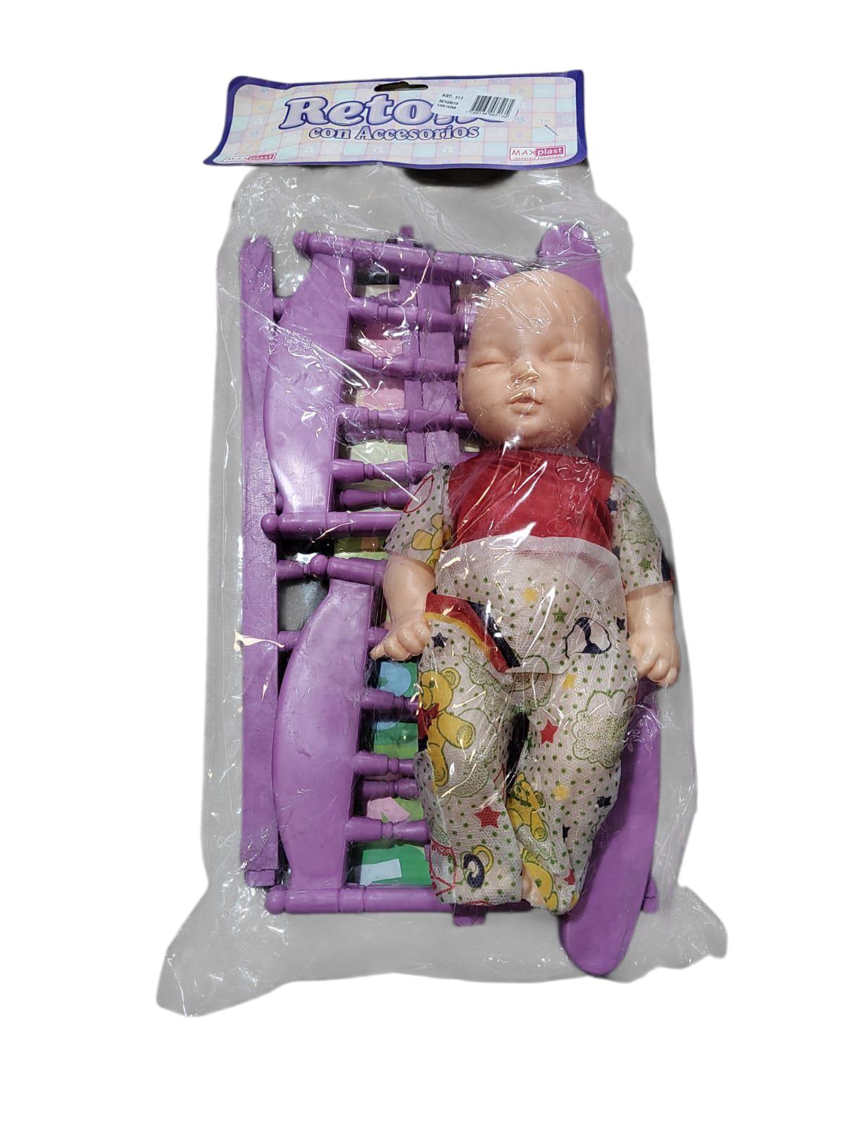 BEBE PLASTICO CON CUNA DESARMABLE