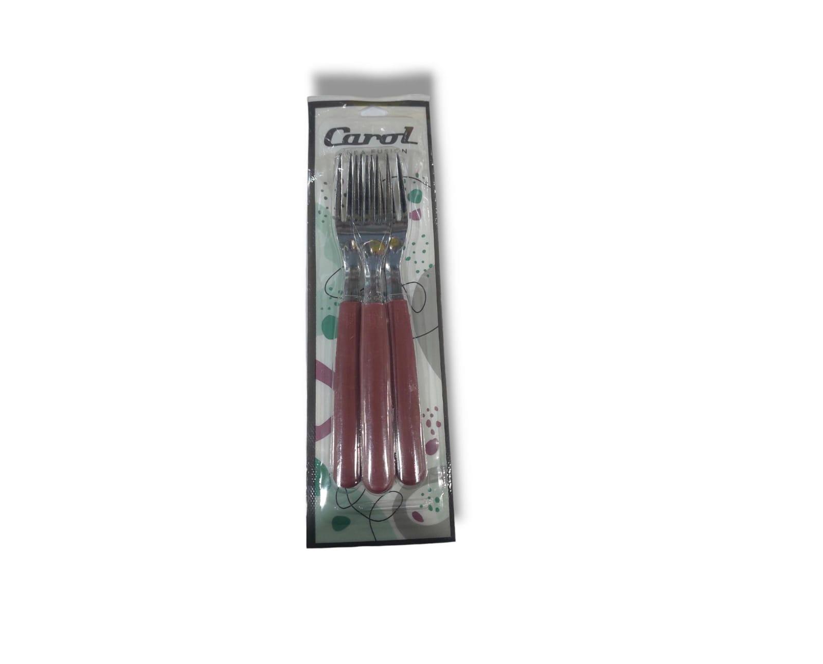 TENEDOR CAROL- X3 - 19CM - COLOR BORDO