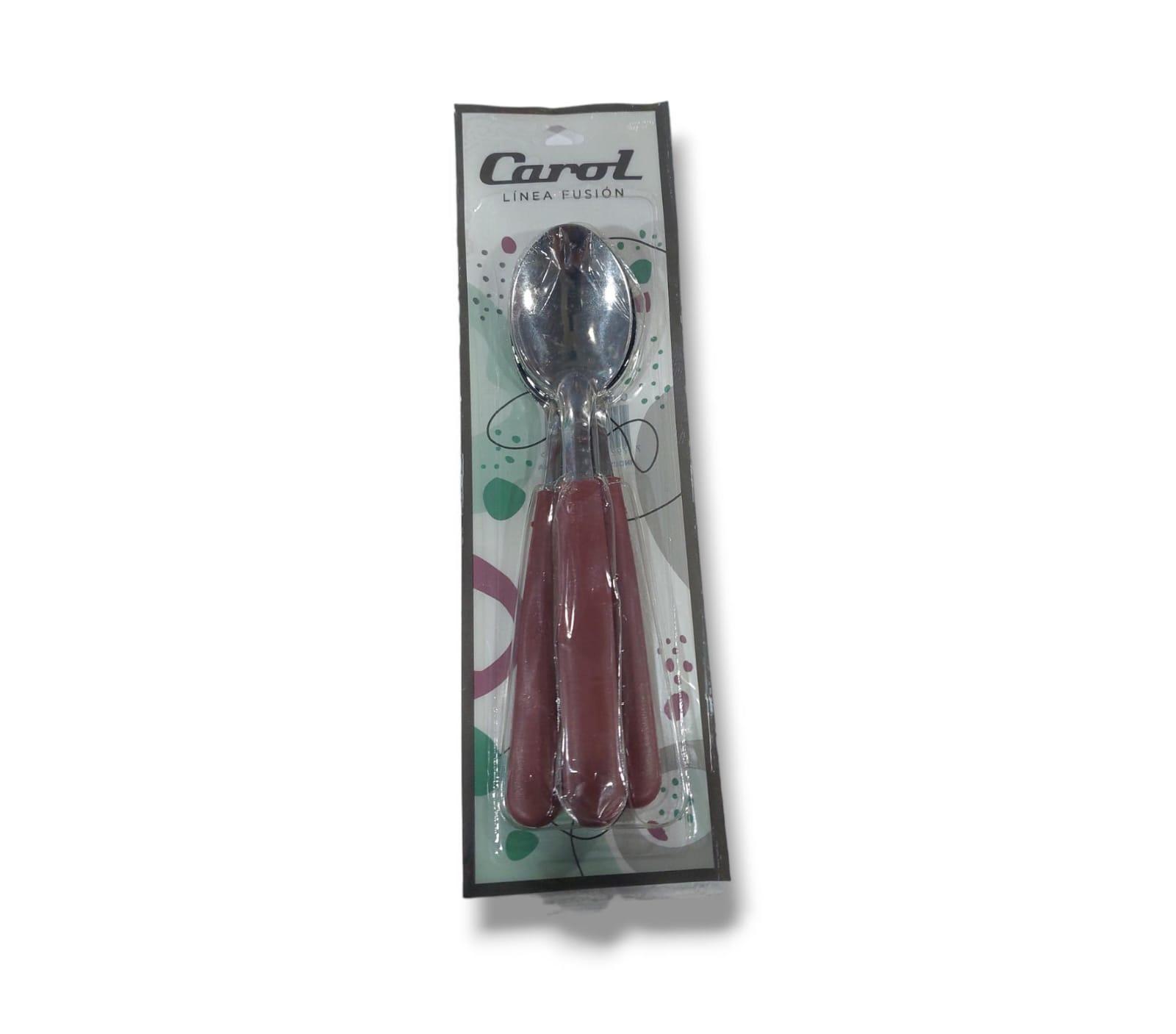 CUCHARA CAROL- X3 - 19CM - COLOR BORDO