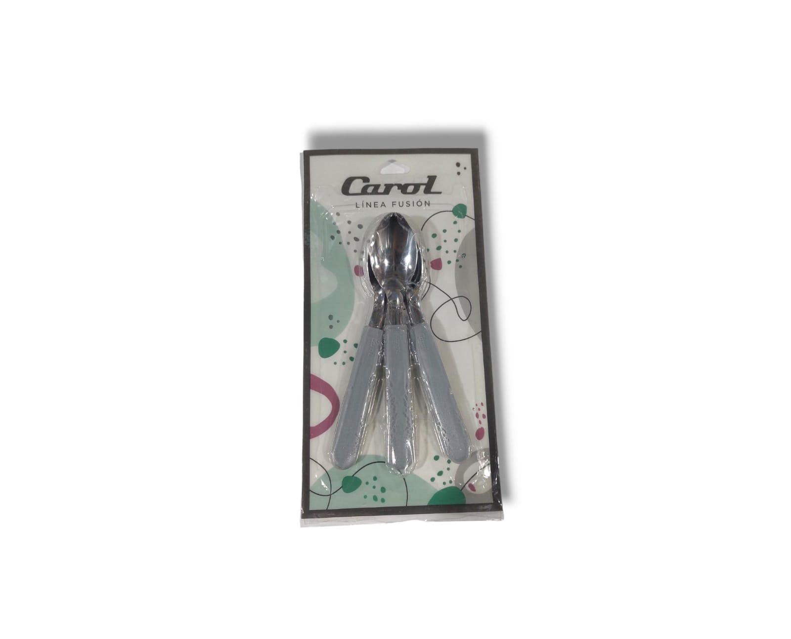 CUCHARITA CAROL- X3 - 13CM - COLOR GRIS