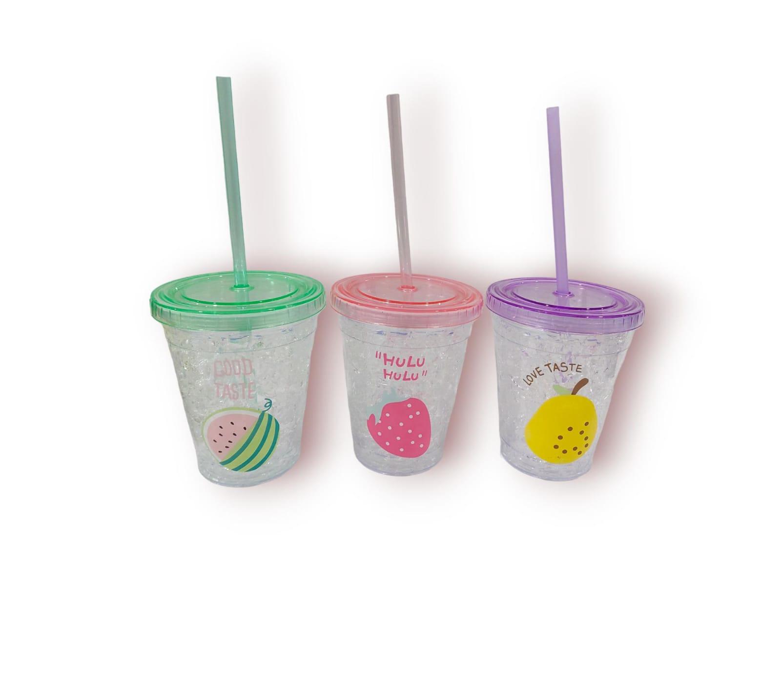 VASO INFANTIL ACRILICO CON GEL REFRIGERANTE Y SORBETE -350ML