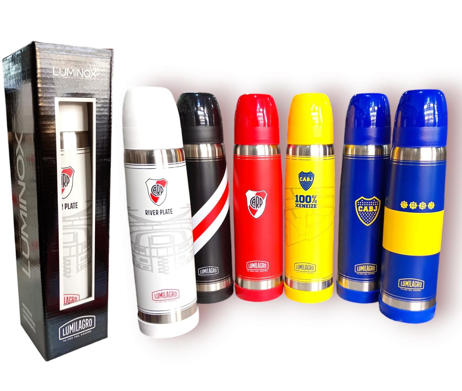TERMO DE ACERO LUMILAGRO ESTAMPADO FUTBOL BOCA/RIVER 1 LTS
