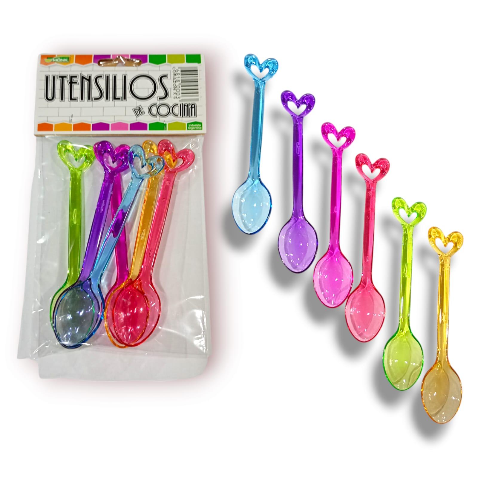 CUCHARITA ACRILICA X 6 UNIDADES CON FORMITA CORAZON