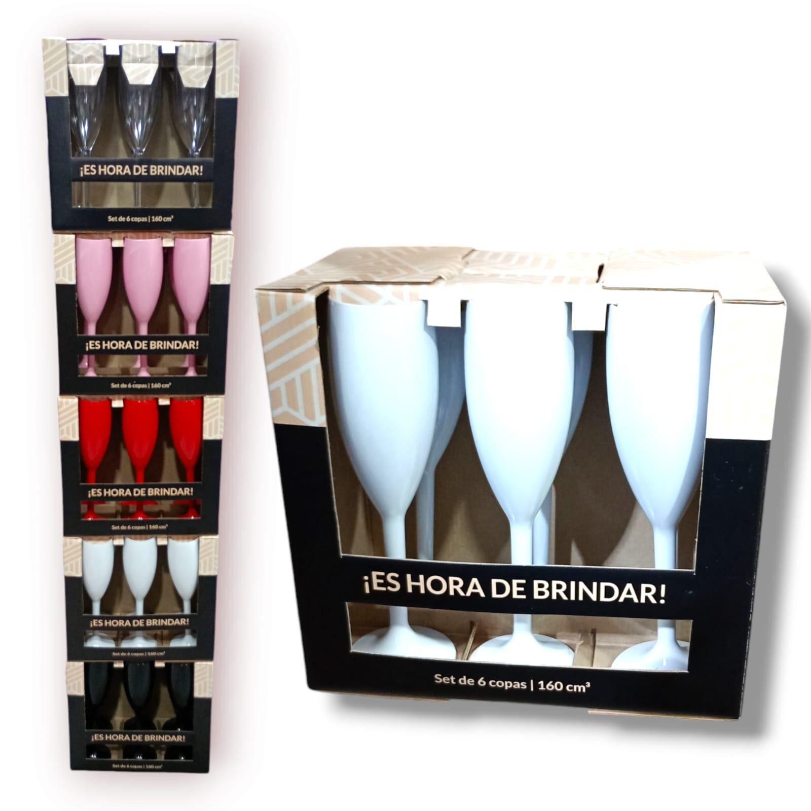 COPA ACRILICAS X 6 UNIDADES CHAMPAGNE EN CAJA REGALO