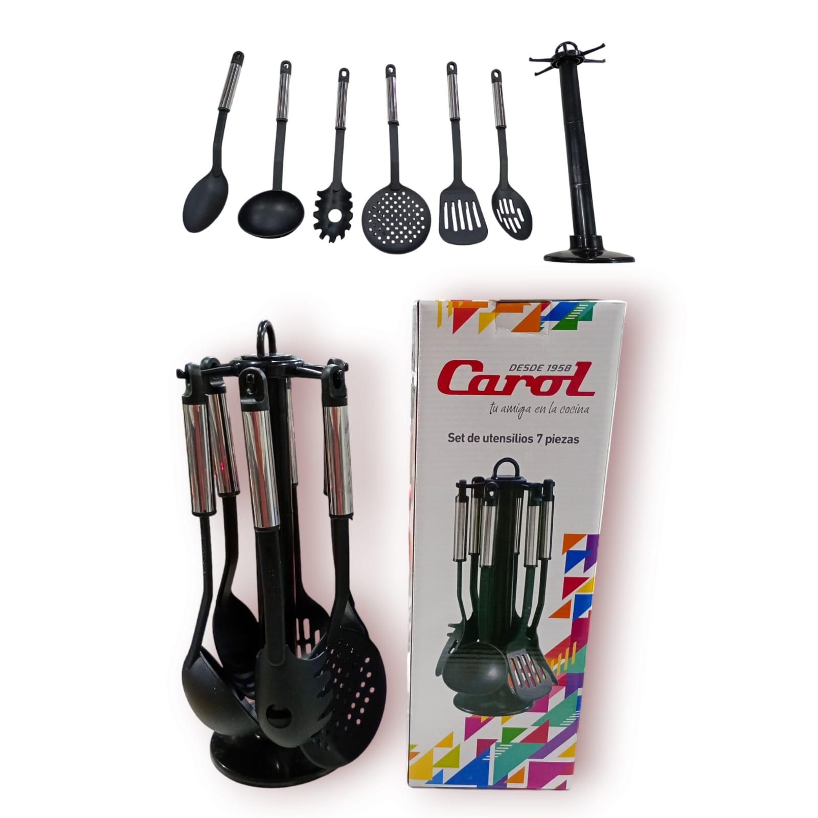 UTENSILLOS DE COCINA X 7 PIEZAS CAROLACERO+NYLON