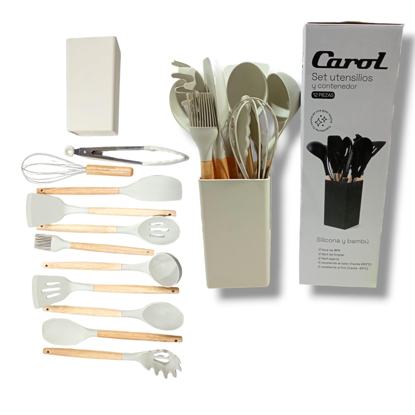 UTENSILLOS X 12 Piezas CAROL MADERA+SILICONA