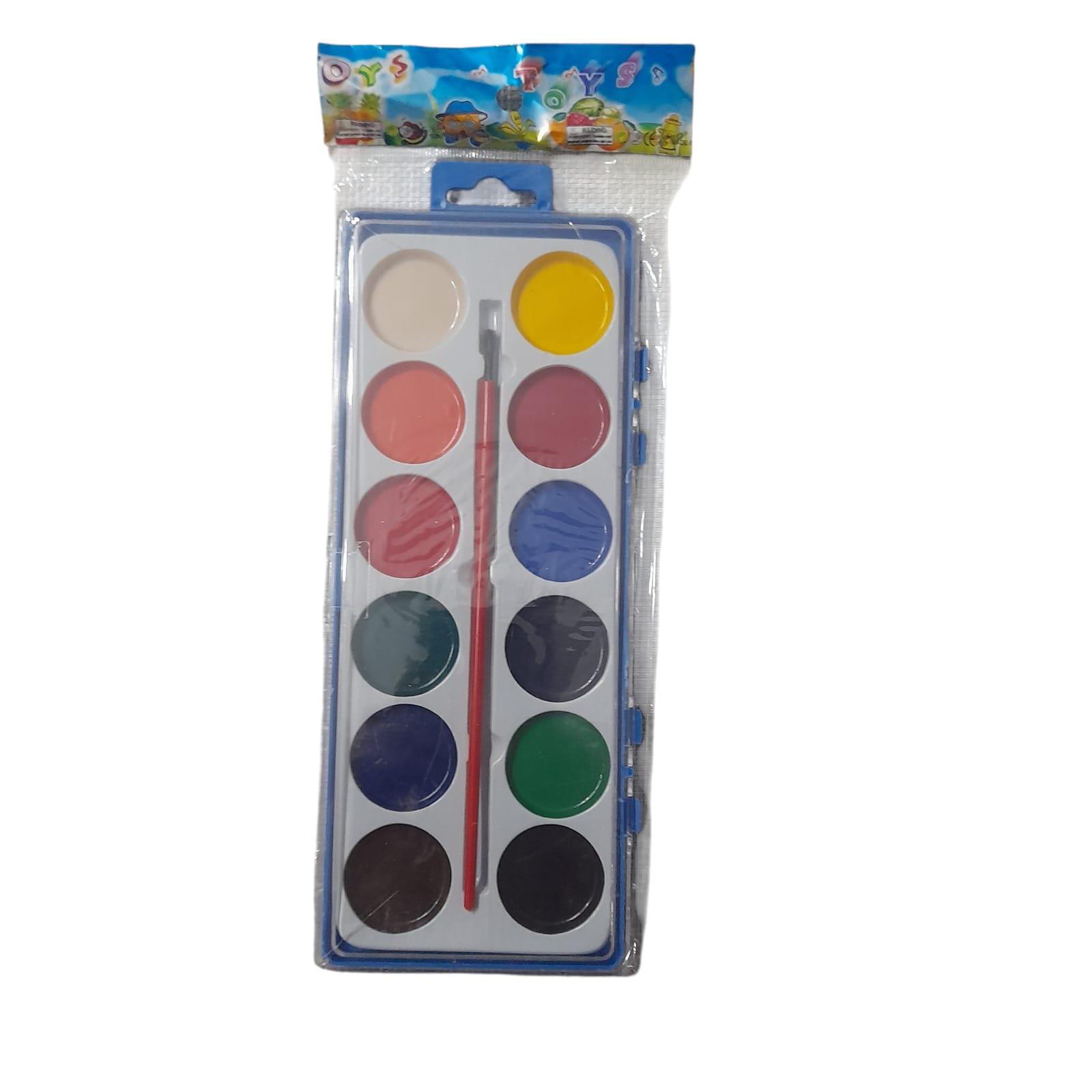 ACUARELA X 12 COLORES + PINCEL EN CAJA ACRILICA