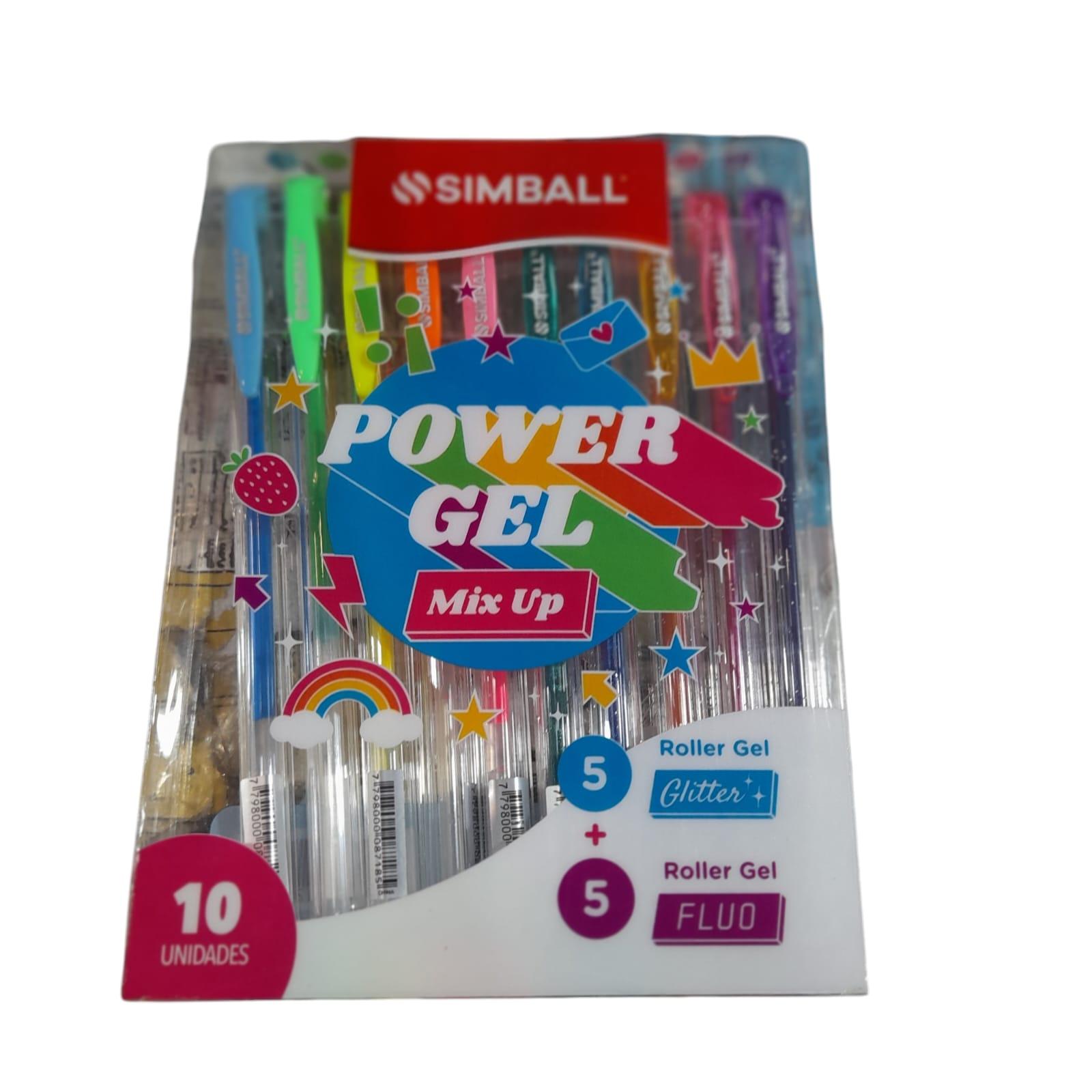 LAPICERA GEL GLITTER / FLUO X 10 UNIDADES SIMBALL