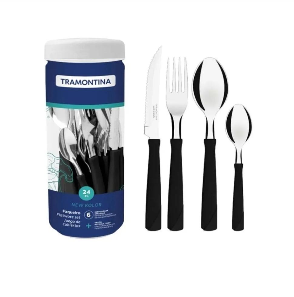 SET CUBIERTOS X 24 PIEZAS TRAMONTINA EN FRASCO