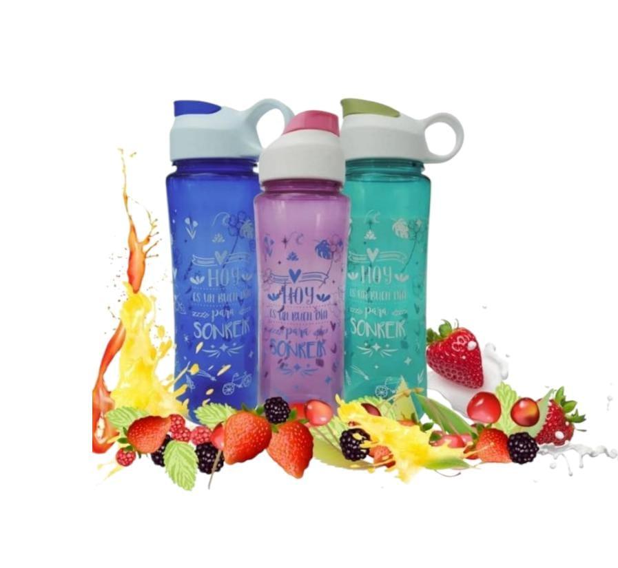 BOTELLA PLASTICA ESTILO DEPORTIVA ESTAMPADA FLOWER 500CC