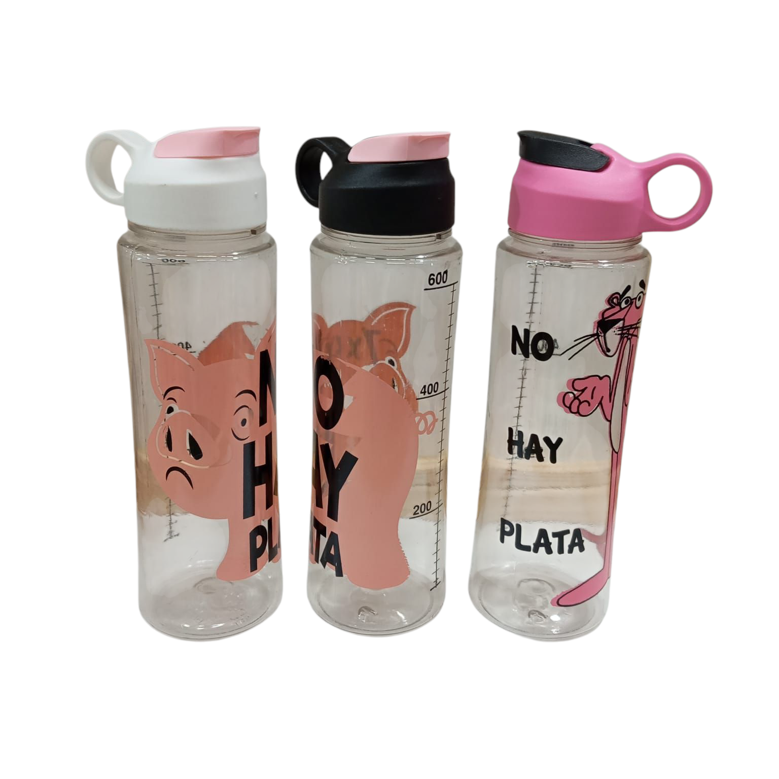  BOTELLA PLASTICA ESTAMPADA CON TAPA 600CC