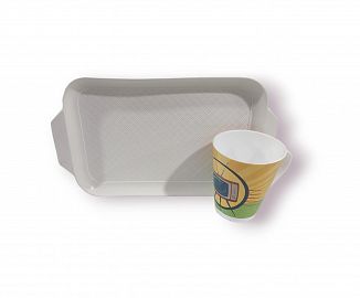 BANDEJA + TAZA ESTAMPADA - SETX2 -PLASTICO - 19X32CM