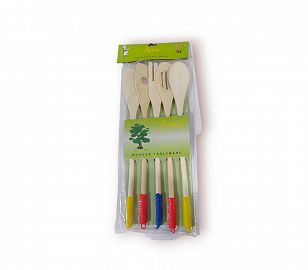 UTENSILIOS DE MADERA SET X5 - 32CM