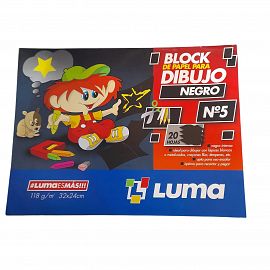 BLOCK DE DIBUJO N5 20 HOJAS NEGRAS LUMA