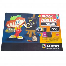 BLOCK DE DIBUJO N6 20 HOJAS NEGRAS LUMA