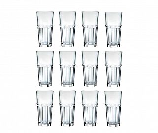 OFERTA X 12 UNIDADES!VASO VIDRIO FACETADO T/LARGO 340ML NADIR
